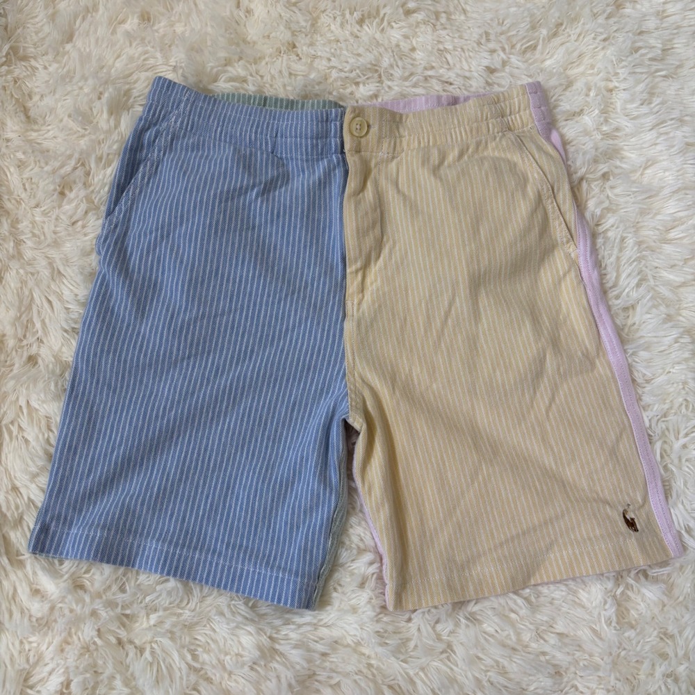 Polo Ralph Lauren Boys L 14-16 Colorblock Pinstripe Shorts Pastel Seersucker